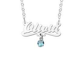 Names4ever Olivia Blauw Stijl Zilveren Naamketting voor Kids