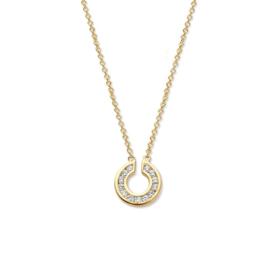 Excellent Jewelry Gouden Collier met Opengewerkte Cirkel Hanger