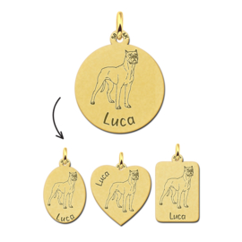 Gouden Gepersonaliseerde Honden Hanger Boxer + Naam Graveren