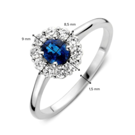 Excellent Jewelry Witgouden Ring met 0,43 crt. Saffier Diamant