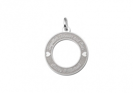 Names4ever Zilveren Ronde Hanger 20 mm + Graveer Tekst