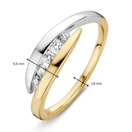 Excellent Jewelry Bicolor Ring met Vijf Diamanten