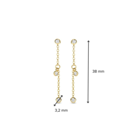 Excellent Jewelry Gouden Oorstekers met Schakelketting en Diamanten