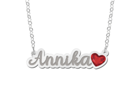 Zilveren Naamketting met Rood Hartje Annika | Names4ever