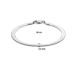 Zilveren Armband Plat 4,5 mm 18 cm