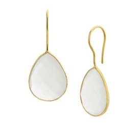 Witte Chalcedoon Goudkleurige Oorhangers