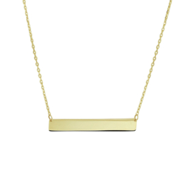 14K Geelgouden Ketting met Graveerplaatje 30 mm