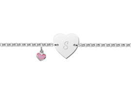 Names4ever Zilveren Baby Armbandje in Hartvorm met Letter