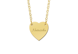 Names4ever Gouden Hartvormige Naamhanger met Ketting GMNH003