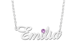 Names4ever Zilveren Naamketting met Geboortesteen Emilia