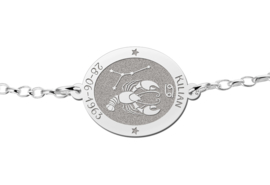 Zilveren Armband met Ovaalvormige Kreeft Sterrenbeeld Naamhanger > Names4ever