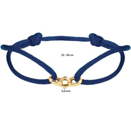 Donkerblauwe Armband met Gouden Schakels