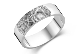 Ring met Vingerafdruk van Zilver 6 mm  van Names4ever + 3 Vingerafdrukken extra