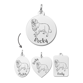 Zilveren Hanger met Rashond Golden Retriever + Naam Graveren