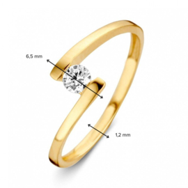 Excellent Jewelry Open Geelgouden Ring met Kleurloze Zirkonia