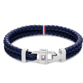 Tommy Hilfiger Dubbele Blauw Leren Heren Armband TJ2790362