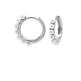Zilveren Oorringen met Witte Parels | Karma Jewelry