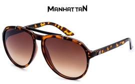 Manhattan Bruin Gevlekt Frame Smalle Zonnebril