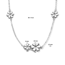 Moeder Dochter | Zilveren Collier met Bloemen voor Kind 36+4 cm