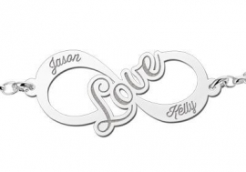 Names4ever Love Infinity Armband van Zilver - Graveer Sieraad