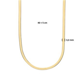 Goudkleurige Collier Plat 3,3 mm 40 + 5 cm