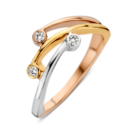 Excellent Jewelry Slanke Tricolor Ring met Zirkonia’s