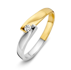 Excellent Jewelry Bicolor Ring met Kleurloze Zirkonia