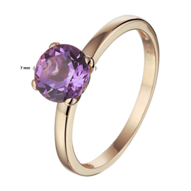 Roségouden Ring met Paarse Amethist Edelsteen