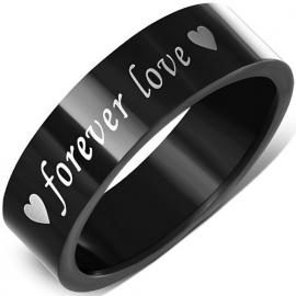 Zwarte Graveer Ring - forever love SKU83604