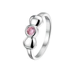 Ring voor Kinderen met Bolle Strik en Roze Zirkonia / Maat 12,5