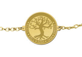 Gouden Armband met Ronde Decoratieve Levensboom Naamhanger > Names4ever