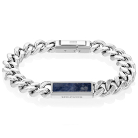 Tommy Hilfiger Schakel Armband met Blauwe Steen TJ2790538