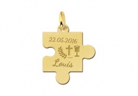 Names4ever Communie Puzzelstuk Hanger van Goud