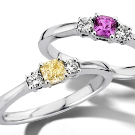 Excellent Jewelry Witgouden Ring met Diamant en Gele Diamant