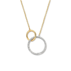 Excellent Jewelry Geelgouden Collier met Witgouden Diamant Cirkel