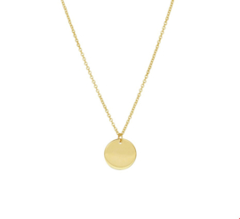 Slank Geelgouden Collier met Rond Plaatje