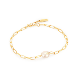 Ania Haie Pearl of Wisdom Goudkleurige Armband met Parel