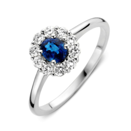 Excellent Jewelry Witgouden Ring met 0,43 crt. Saffier Diamant