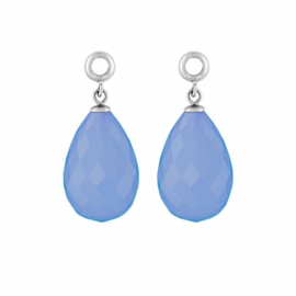 Creoli Hangers met Cat’s Eye Periwinkle Blue Facetgeslepen Glasbedel