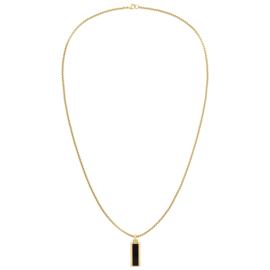 Tommy Hilfiger Goudkleurige Heren Collier met Onyx Hanger TJ2790541