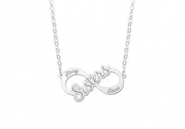 Names4ever Sisters Infinity Ketting van Zilver - Graveer Sieraad