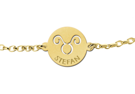 Gouden Armband met Ronde Stier Sterrenbeeld Naamhanger > Names4ever