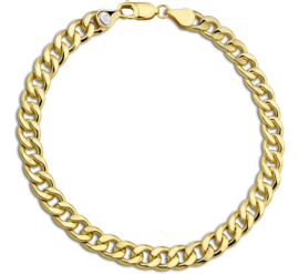 Gouden Schakelarmband Geslepen Gourmet 6,5 mm | Lengte 21 cm