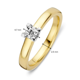 Excellent Jewelry Gouden Dames Bicolor Ring met Diamant