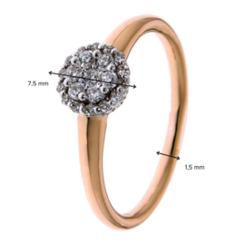 Excellent Jewelry Roségouden Ring met Witgouden Diamanten Kopstuk