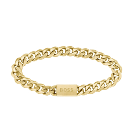 BOSS CHAIN FOR HIM Goudkleurige Stalen Schakelarmband 19 cm