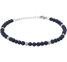 Lapis Lazuli Armband van Edelstaal | Lengte 18,5 + 3 cm