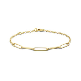 Valentijnscadeau | 14K Geelgouden Armband met Jasseron en Paperclip Schakels