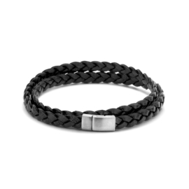 Armband Leer Zwart 7,0mm / Lengte 20 cm - Graveer sieraad