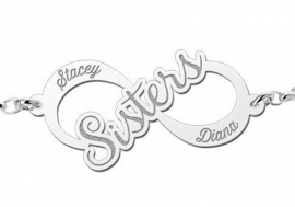 Names4ever Sisters Infinity Armband van Zilver - Graveer Sieraad